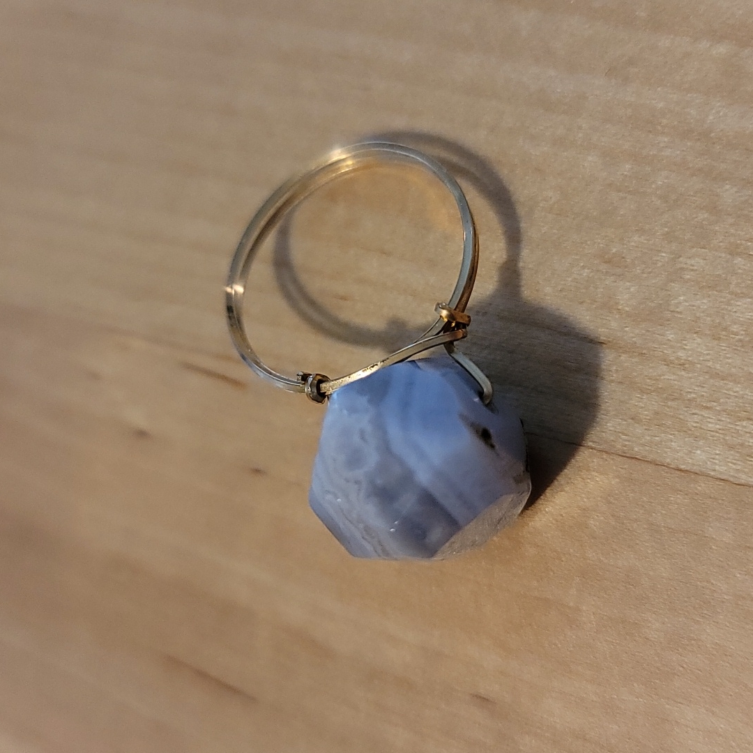 Sarah Briggs Boheme Ring Blue Lace Agate 14k Gold Filled Size 8.5